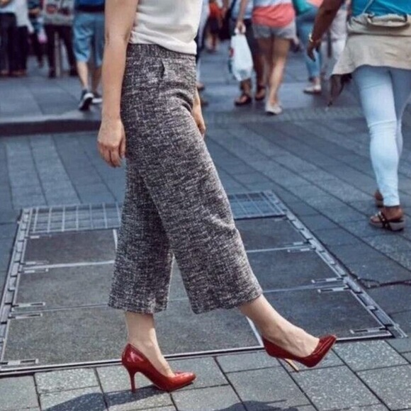 MM LAFLEUR The Pippa Pants Wide Leg‎ Boucle Gray Tweed Cropped 6 - Picture 3 of 16